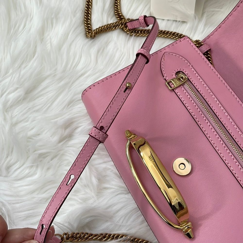 Alexander McQueen Clutch Shoulder Bag - Barbie Pink - Handbag - Designer - Gold - Picture 14 of 14